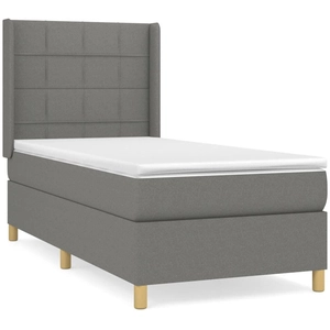 vidaXL Sommier à lattes de lit et matelas Gris foncé 90x190 cm Tissu pas cher