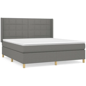 vidaXL Sommier à lattes de lit avec matelas Gris foncé 160x200cm Tissu pas cher
