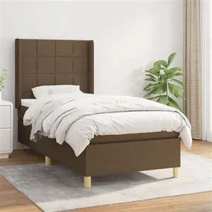 vidaXL Sommier à lattes de lit avec matelas Marron foncé 100x200 cm pas cher