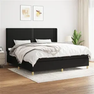 vidaXL Sommier à lattes de lit avec matelas Noir 200x200 cm Tissu pas cher