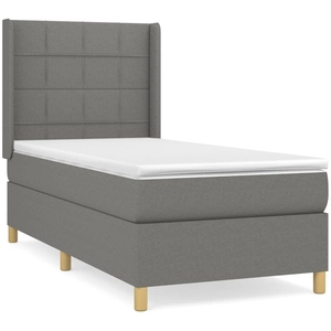 vidaXL Sommier à lattes de lit avec matelas Gris foncé 80x200 cm Tissu pas cher