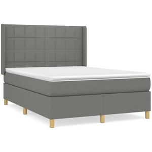 vidaXL Sommier à lattes de lit avec matelas Gris foncé 140x190cm Tissu pas cher