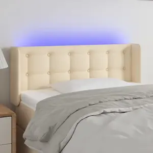 vidaXL Tête de lit à LED Crème 83x16x78/88 cm Tissu pas cher