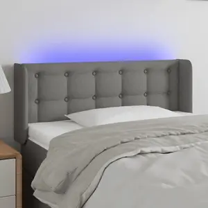 vidaXL Tête de lit à LED Gris foncé 93x16x78/88 cm Tissu pas cher