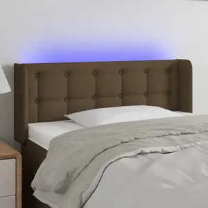 vidaXL Tête de lit à LED Marron foncé 93x16x78/88 cm Tissu pas cher