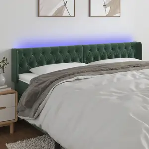 vidaXL Tête de lit à LED Vert foncé 203x16x78/88 cm Velours pas cher
