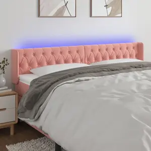 vidaXL Tête de lit à LED Rose 183x16x78/88 cm Velours pas cher