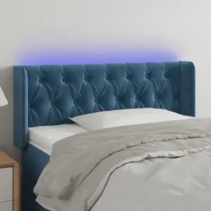 vidaXL Tête de lit à LED Bleu foncé 103x16x78/88 cm Velours pas cher
