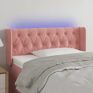 vidaXL Tête de lit à LED Rose 103x16x78/88 cm Velours pas cher