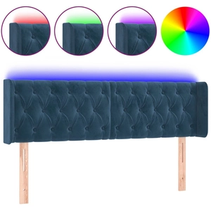 vidaXL Tête de lit à LED Bleu foncé 147x16x78/88 cm Velours pas cher