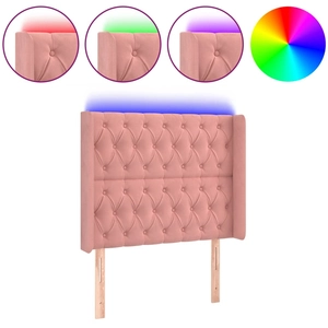 vidaXL Tête de lit à LED Rose 147x16x78/88 cm Velours pas cher