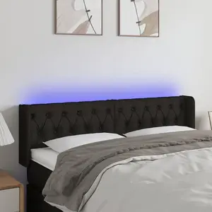 vidaXL Tête de lit à LED Noir 163x16x78/88 cm Tissu pas cher