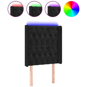 vidaXL Tête de lit à LED Noir 163x16x78/88 cm Velours pas cher