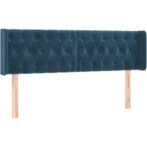 vidaXL Tête de lit à LED Bleu foncé 163x16x78/88 cm Velours pas cher