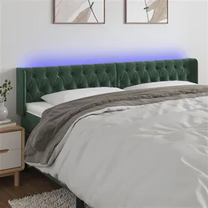 vidaXL Tête de lit à LED Vert foncé 183x16x78/88 cm Velours pas cher