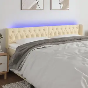 Comparateur de prix : vidaXL Tête de lit à LED Crème 203x16x78/88 cm Tissu