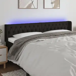 vidaXL Tête de lit à LED Noir 203x16x78/88 cm Tissu pas cher