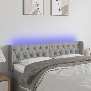 Comparateur de prix : vidaXL Tête de lit à LED Gris clair 147x16x78/88 cm Tissu