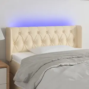 vidaXL Tête de lit à LED Crème 103x16x78/88 cm Tissu pas cher