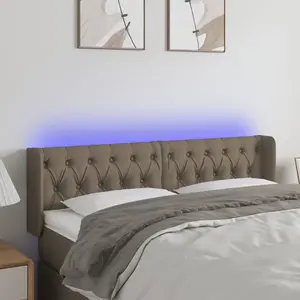 vidaXL Tête de lit à LED Taupe 147x16x78/88 cm Tissu pas cher