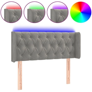vidaXL Tête de lit à LED Gris clair 93x16x78/88 cm Velours pas cher