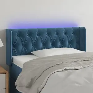 vidaXL Tête de lit à LED Bleu foncé 93x16x78/88 cm Velours pas cher