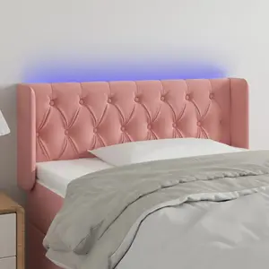 vidaXL Tête de lit à LED Rose 93x16x78/88 cm Velours pas cher