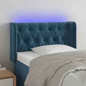 vidaXL Tête de lit à LED Bleu foncé 83x16x78/88 cm Velours pas cher