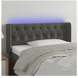 vidaXL Tête de lit à LED Gris foncé 103x16x78/88 cm Velours pas cher