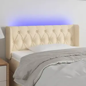 vidaXL Tête de lit à LED Crème 93x16x78/88 cm Tissu pas cher