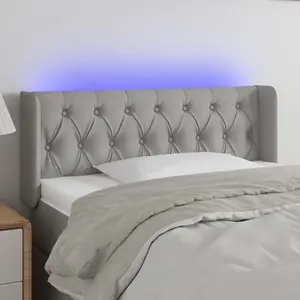 vidaXL Tête de lit à LED Gris clair 103x16x78/88 cm Tissu pas cher