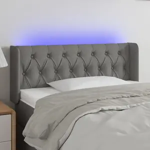 vidaXL Tête de lit à LED Gris foncé 103x16x78/88 cm Tissu pas cher