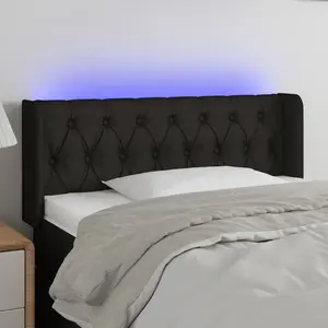 vidaXL Tête de lit à LED Noir 93x16x78/88 cm Tissu pas cher