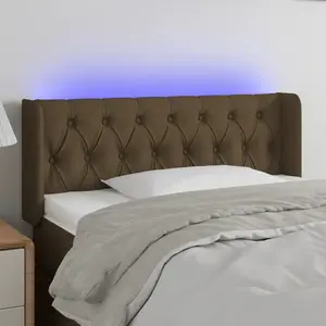 vidaXL Tête de lit à LED Marron foncé 103x16x78/88 cm Tissu pas cher