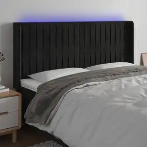 Comparateur de prix : vidaXL Tête de lit à LED Noir 183x16x118/128 cm Velours