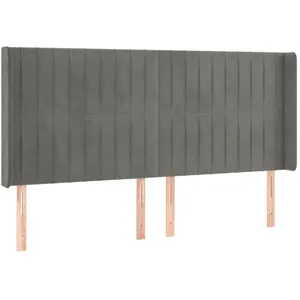 vidaXL Tête de lit à LED Gris clair 183x16x118/128 cm Velours pas cher