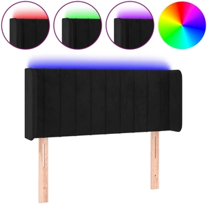 vidaXL Tête de lit à LED Noir 203x16x118/128 cm Velours pas cher