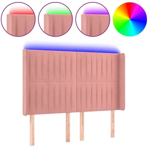 vidaXL Tête de lit à LED Rose 147x16x118/128 cm Velours pas cher