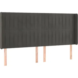 vidaXL Tête de lit à LED Gris foncé 163x16x118/128 cm Velours pas cher
