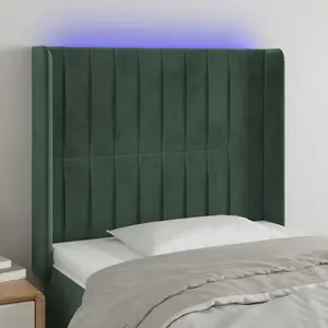 vidaXL Tête de lit à LED Vert foncé 83x16x118/128 cm Velours pas cher