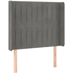 vidaXL Tête de lit à LED Gris clair 83x16x118/128 cm Velours pas cher