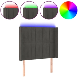 vidaXL Tête de lit à LED Gris foncé 83x16x118/128 cm Velours pas cher