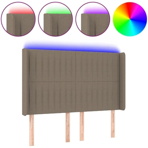 Comparateur de prix : vidaXL Tête de lit à LED Taupe 147x16x118/128 cm Tissu
