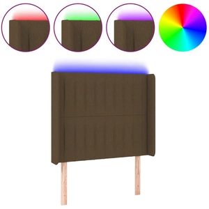 vidaXL Tête de lit à LED Marron foncé 103x16x118/128 cm Tissu pas cher