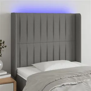 vidaXL Tête de lit à LED Gris foncé 103x16x118/128 cm Tissu pas cher