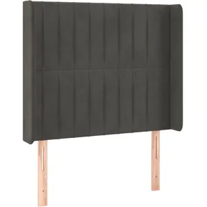 vidaXL Tête de lit à LED Gris foncé 103x16x118/128 cm Velours pas cher