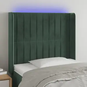 vidaXL Tête de lit à LED Vert foncé 103x16x118/128 cm Velours pas cher
