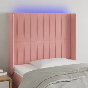 vidaXL Tête de lit à LED Rose 103x16x118/128 cm Velours pas cher