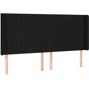 vidaXL Tête de lit à LED Noir 183x16x118/128 cm Tissu pas cher