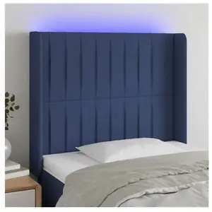 vidaXL Tête de lit à LED Bleu 83x16x118/128 cm Tissu pas cher